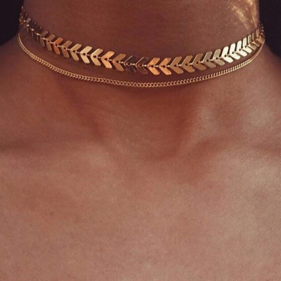 Arrow and chain gold choker necklace - Picture 1 of 2